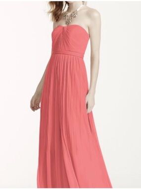 David's Bridal Crinkled Chiffon Strapless Dress